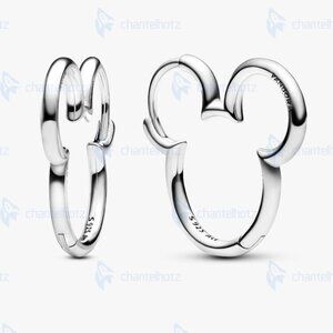 Pandora Disney Mickey Mouse Silhouette Hoop Earrings